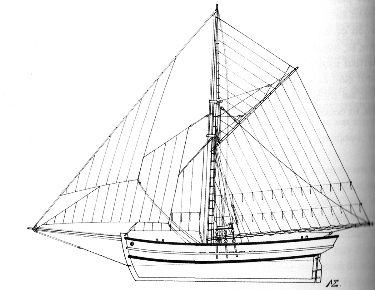 Κότερο: Ταχύ και ευέλικτο σκάφος που χρησιμοποιούνταν ως εμπορικό, επιβατηγό  και ταχυδρομικό (σχ. του Λάμπρου Γ. Σιμάτου)